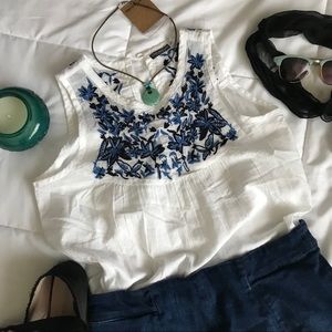 White peasant sleeveless tank